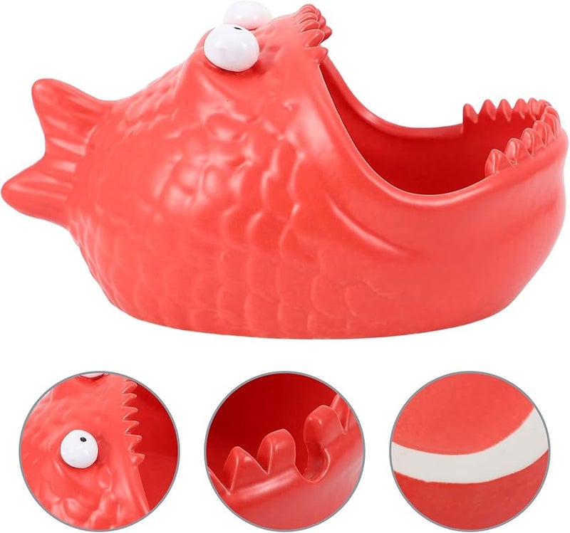 Red Fish Shaped Windproof Ceramic Ashtray Portable Desktop Ornament For Home Office Travel - Image 4